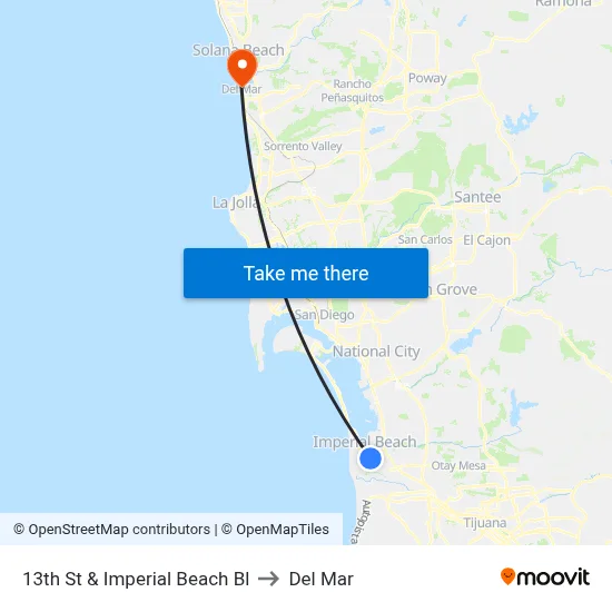 13th St & Imperial Beach Bl to Del Mar map