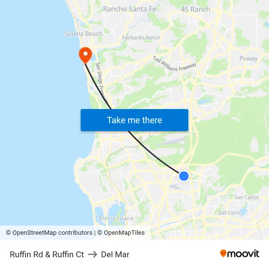 Ruffin Rd & Ruffin Ct to Del Mar map