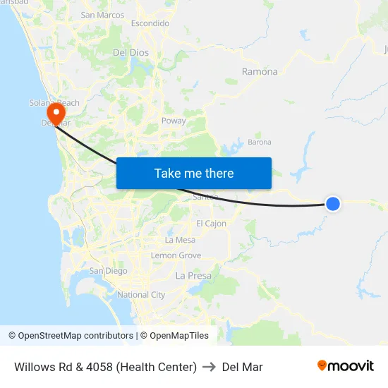 Willows Rd & 4058 (Health Center) to Del Mar map