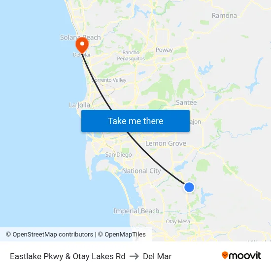 Eastlake Pkwy & Otay Lakes Rd to Del Mar map