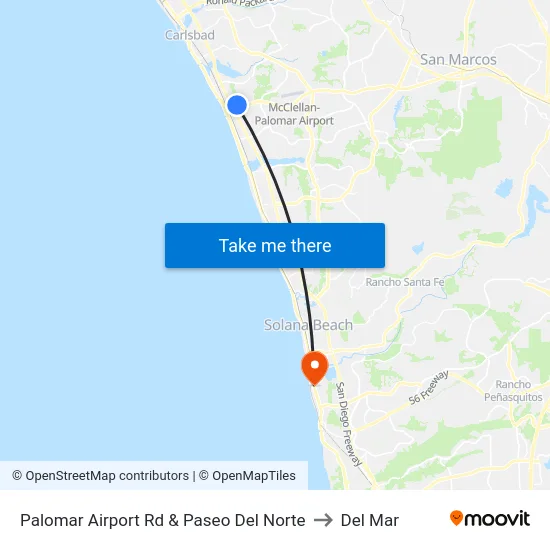 Palomar Airport Rd & Paseo Del Norte to Del Mar map