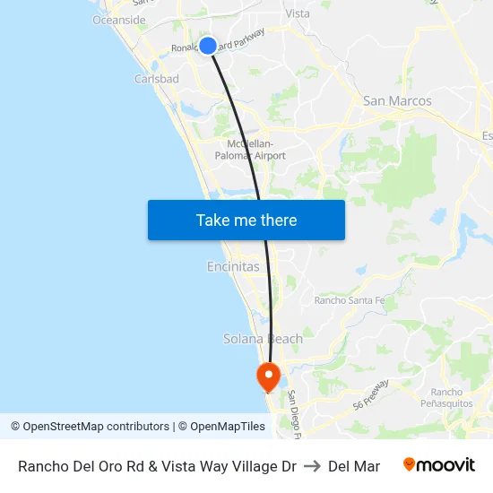 Rancho Del Oro Rd & Vista Way Village Dr to Del Mar map