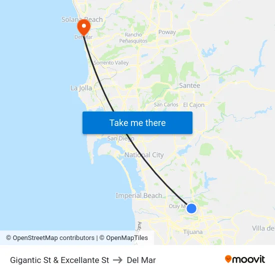 Gigantic St & Excellante St to Del Mar map