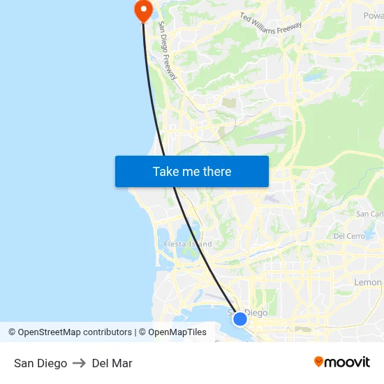 San Diego to Del Mar map