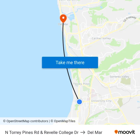 N Torrey Pines Rd & Revelle College Dr to Del Mar map