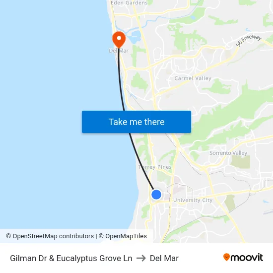 Gilman Dr & Eucalyptus Grove Ln to Del Mar map