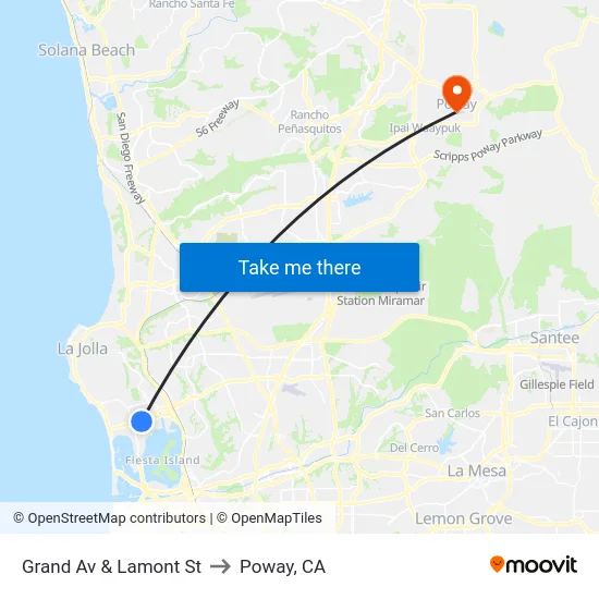 Grand Av & Lamont St to Poway, CA map