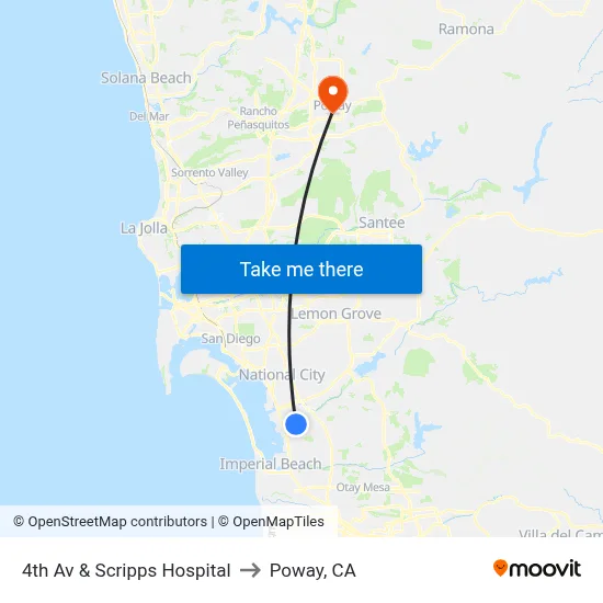 4th Av & Scripps Hospital to Poway, CA map