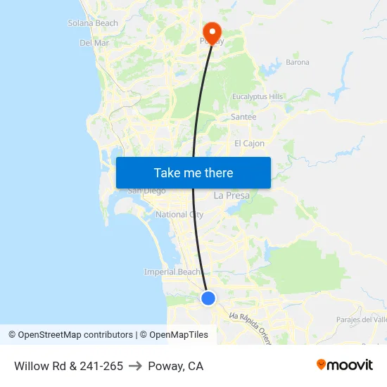 Willow Rd & 241-265 to Poway, CA map