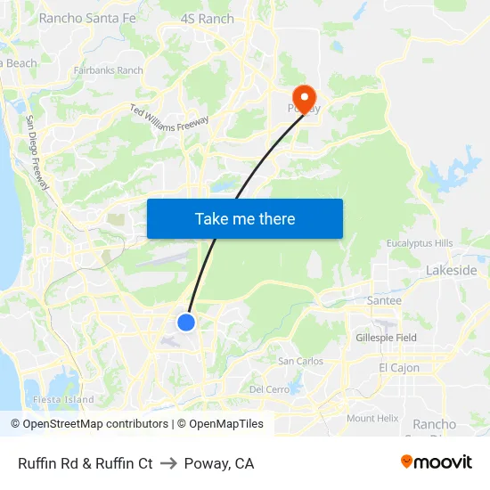 Ruffin Rd & Ruffin Ct to Poway, CA map