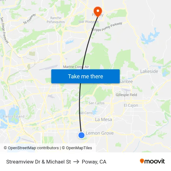 Streamview Dr & Michael St to Poway, CA map