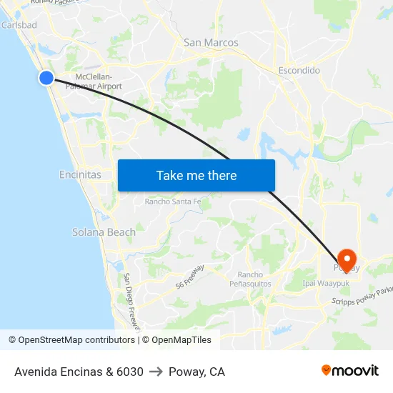 Avenida Encinas & 6030 to Poway, CA map