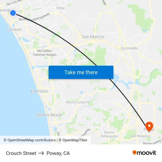 Crouch Street to Poway, CA map