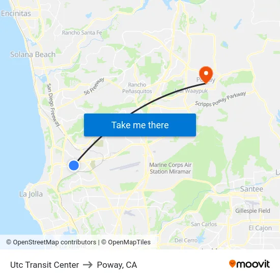 Utc Transit Center to Poway, CA map
