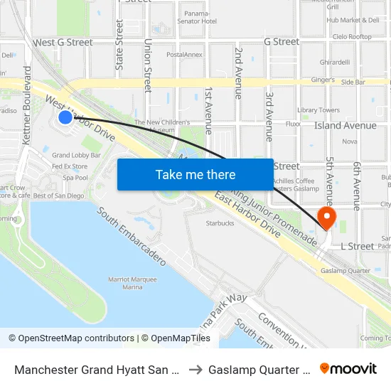 Manchester Grand Hyatt San Diego to Gaslamp Quarter Sign map