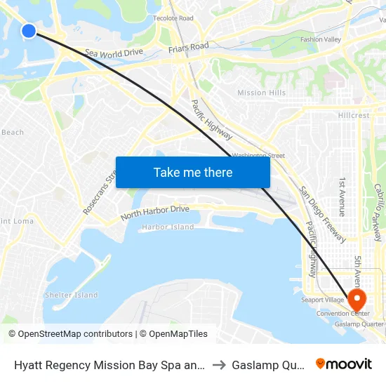 Hyatt Regency Mission Bay Spa and Marina San Diego to Gaslamp Quarter Sign map