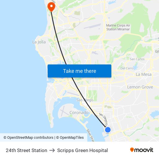 24th Street Station to Scripps Green Hospital map