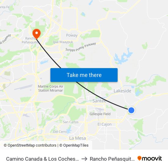 Camino Canada & Los Coches Rd to Rancho Peñasquitos map