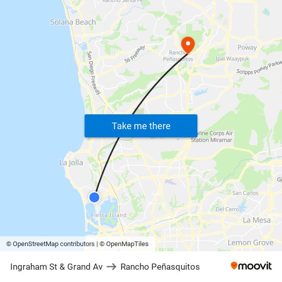 Ingraham St & Grand Av to Rancho Peñasquitos map