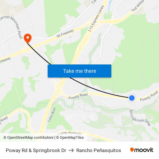 Poway Rd & Springbrook Dr to Rancho Peñasquitos map