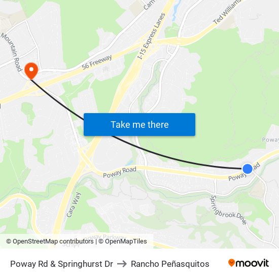 Poway Rd & Springhurst Dr to Rancho Peñasquitos map