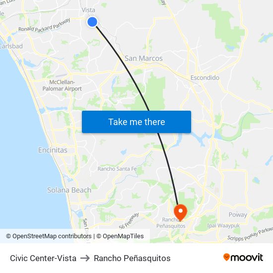 Civic Center-Vista to Rancho Peñasquitos map