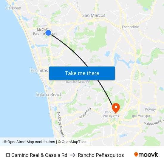 El Camino Real & Cassia Rd to Rancho Peñasquitos map