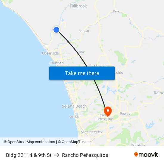 Bldg 22114 & 9th St to Rancho Peñasquitos map