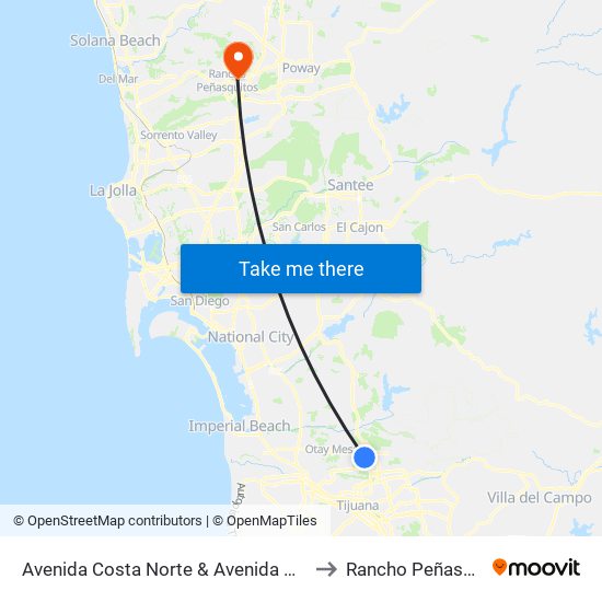 Avenida Costa Norte & Avenida Costa Azul to Rancho Peñasquitos map