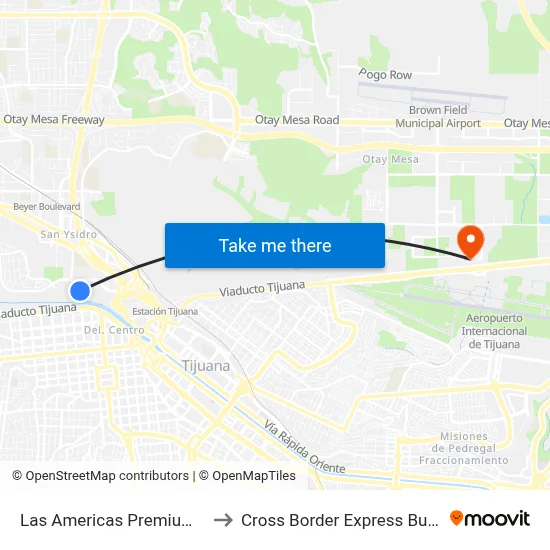 Las Americas Premium Outlets to Cross Border Express Bus Station map