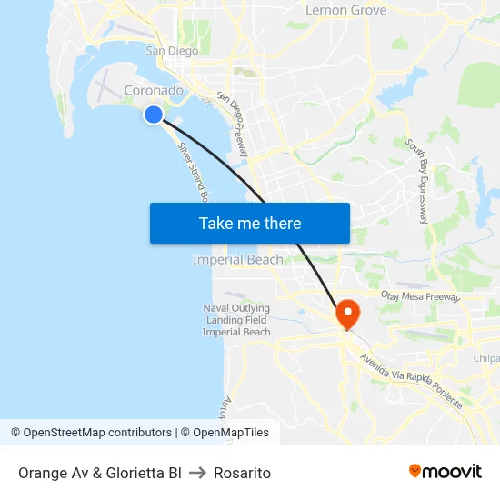 Orange Av & Glorietta Bl to Rosarito map