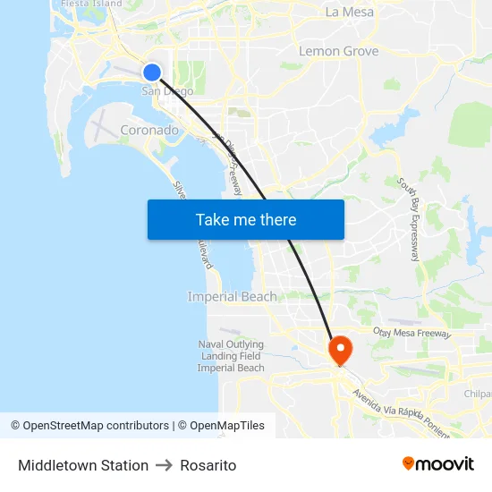 Middletown Station to Rosarito map