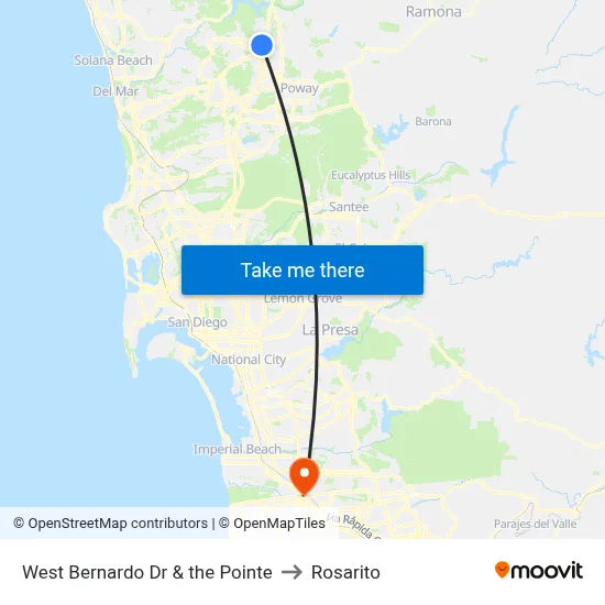 West Bernardo Dr & the Pointe to Rosarito map