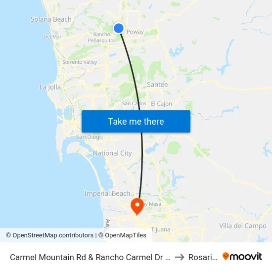 Carmel Mountain Rd & Rancho Carmel Dr (S) to Rosarito map