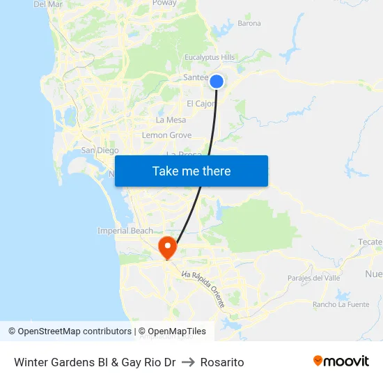 Winter Gardens Bl & Gay Rio Dr to Rosarito map