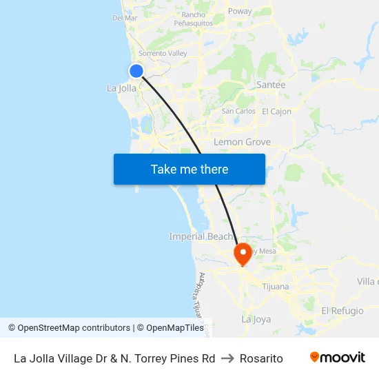La Jolla Village Dr & N. Torrey Pines Rd to Rosarito map