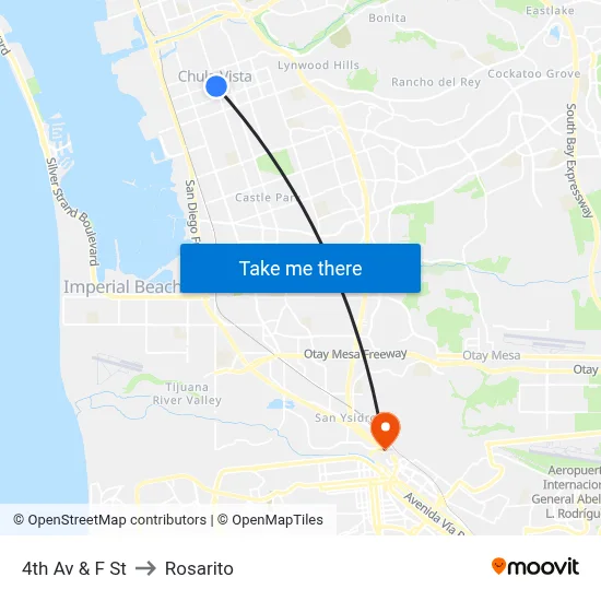 4th Av & F St to Rosarito map