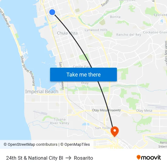 24th St & National City Bl to Rosarito map