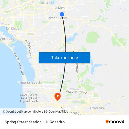 Spring Street Station to Rosarito map