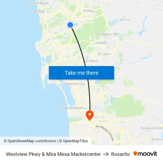Westview Pkwy & Mira Mesa Marketcenter to Rosarito map