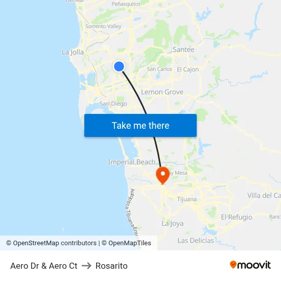 Aero Dr & Aero Ct to Rosarito map