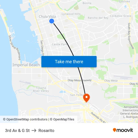 3rd Av & G St to Rosarito map