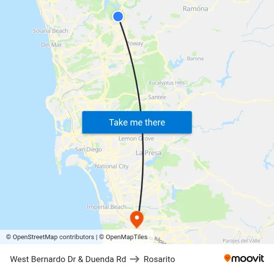 West Bernardo Dr & Duenda Rd to Rosarito map