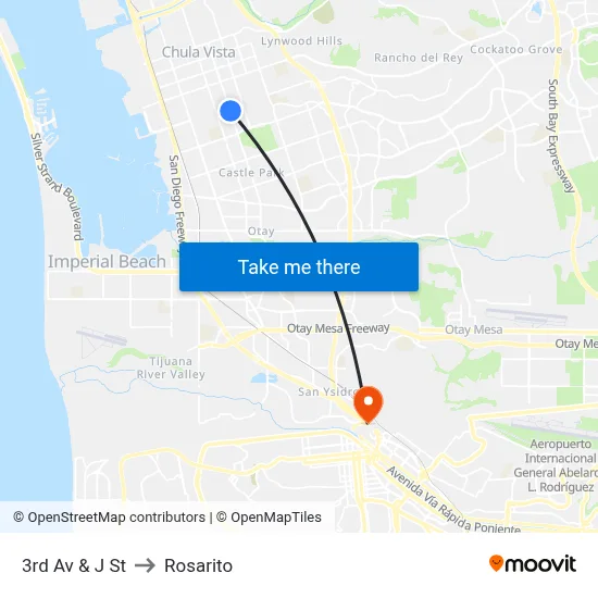 3rd Av & J St to Rosarito map