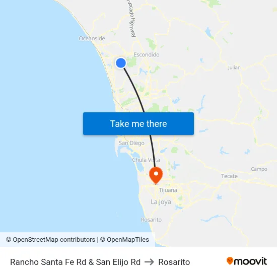 Rancho Santa Fe Rd & San Elijo Rd to Rosarito map