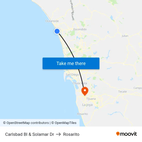 Carlsbad Bl & Solamar Dr to Rosarito map