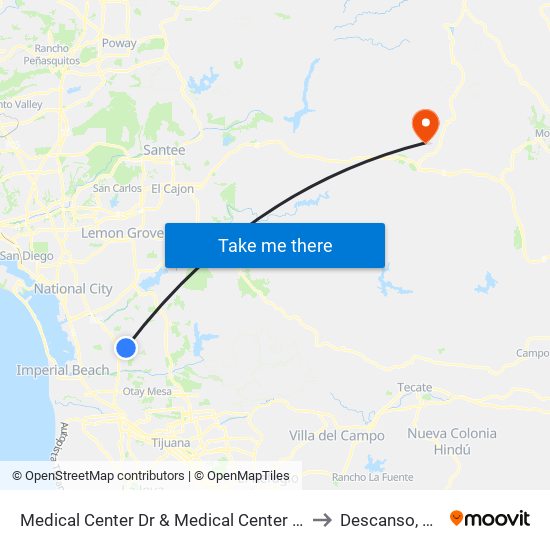 Medical Center Dr & Medical Center Ct to Descanso, CA map
