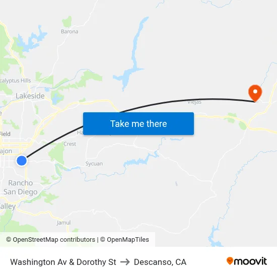 Washington Av & Dorothy St to Descanso, CA map