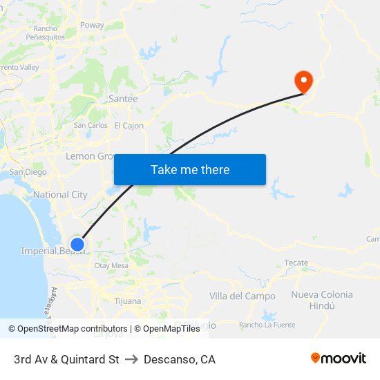 3rd Av & Quintard St to Descanso, CA map