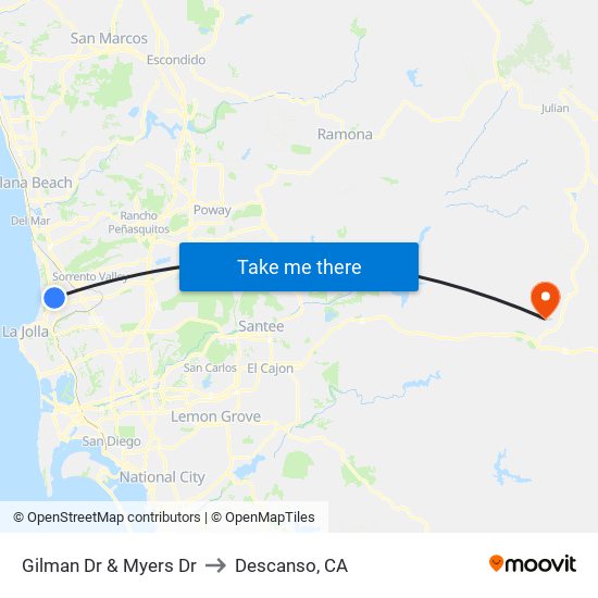 Gilman Dr & Myers Dr to Descanso, CA map